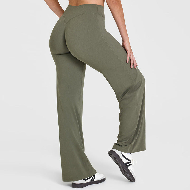 best selling straight-leg pants nude brushed sports casual yoga pants peach butt high waist large stretch fitness pants