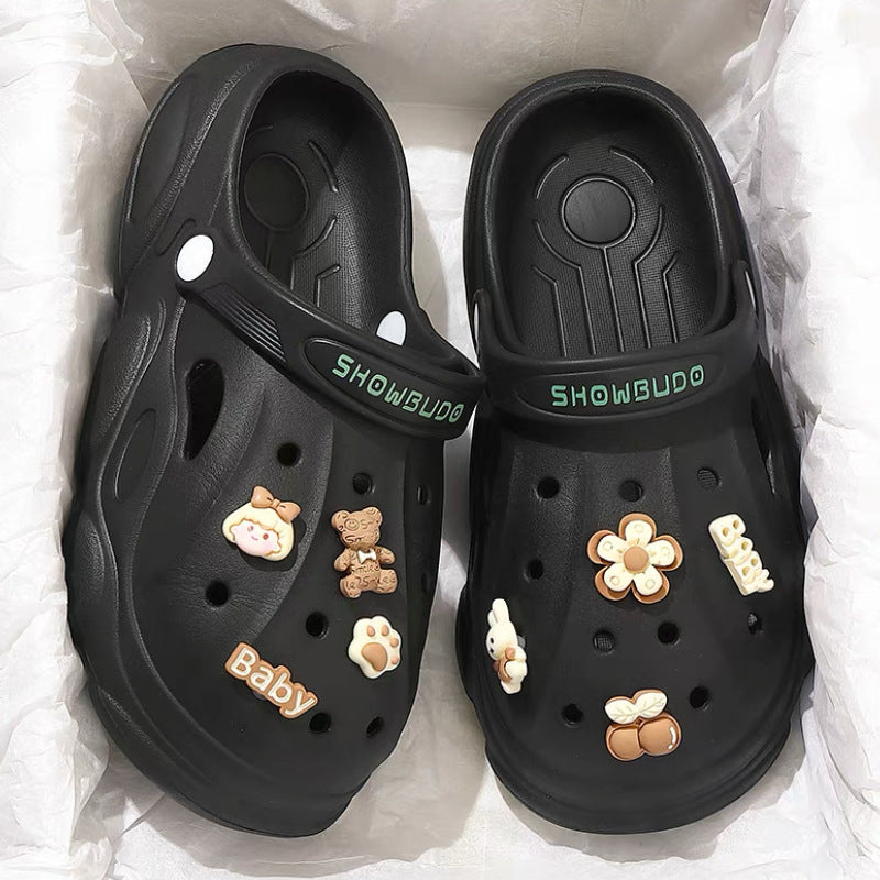 Cartoon nurse clogs women's summer outdoor wear internet celebrity 2024 new non-slipthick sole toe beach sandals