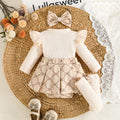 exclusive supply—baby girl college style suit, lace bow + short skirt, sleeveless dress two-piece set