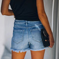 Xintang denim capital: women's distressed denim shorts,  new ins trendy capri shorts, washed denim shorts