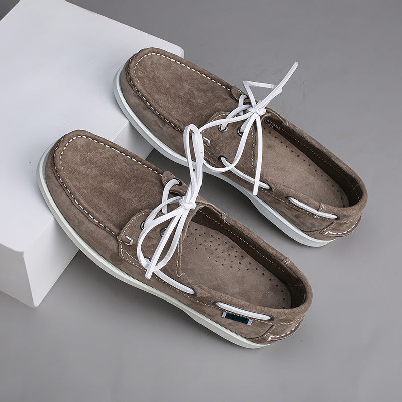Casual lightweight boat shoes export cross-border plus size men's shoes maillard hand-sewn business men's shoes large quantity discount