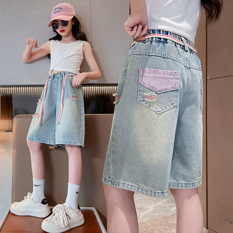 Girlshortssummer pants thin summer pants women's youthnew arrival denim shorts loose pants