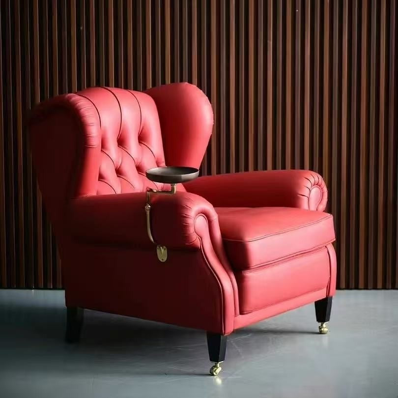 Leather cigar chair accessible luxury high-end with metal frame club house classycasual chair genuine leather medieval style casual chair