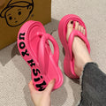 2025 platform flip-flops women's summer outdoor wear ins fashion home soft sole letter eva slippers women's non-slip