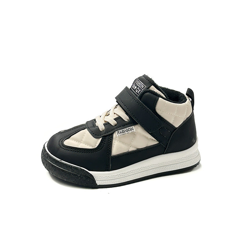 Personalized fashion sports cotton shoes Winter velvet warm running shoes Velcro girls versatile casual shoes