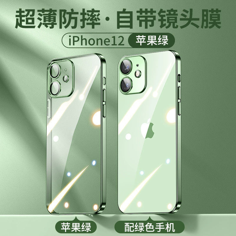Electroplated lens film tpu soft shell suitable for iphone17promax mobile phone case transparent apple 16/15 anti-fall case