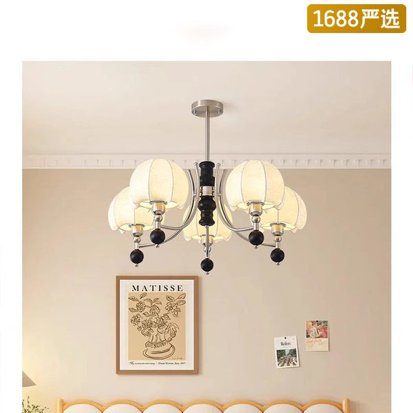 [Strict selection] American retro chandelier medieval Nanyang style advanced sense solid wood wabi-sabi living room study fabric lamps