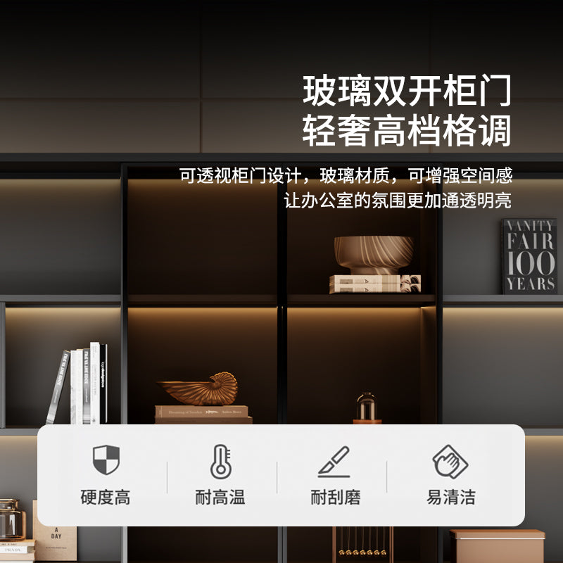 New chinoiserie office file cabinet wooden bookcase boss table background cabinet wall-mounted floor-standing five or six-door cabinetaccessible luxury
