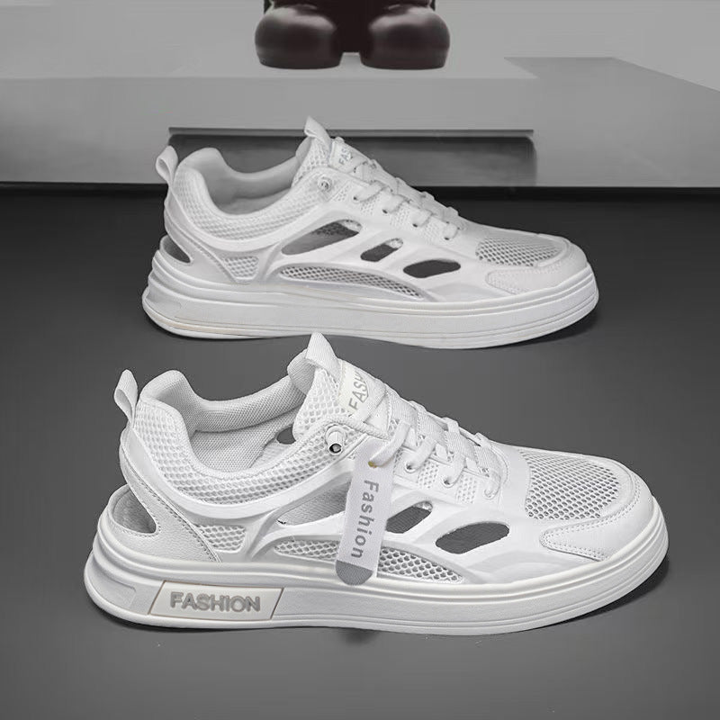 Men's white shoes summer hollow crocs men's breathable easiest for match sneakers wading and river tracing shoes student sandals men