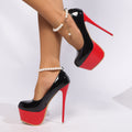 Plus size41-45 pearl accessories high sexy waterproof platform 16cm thin heel high heelselegant high heels
