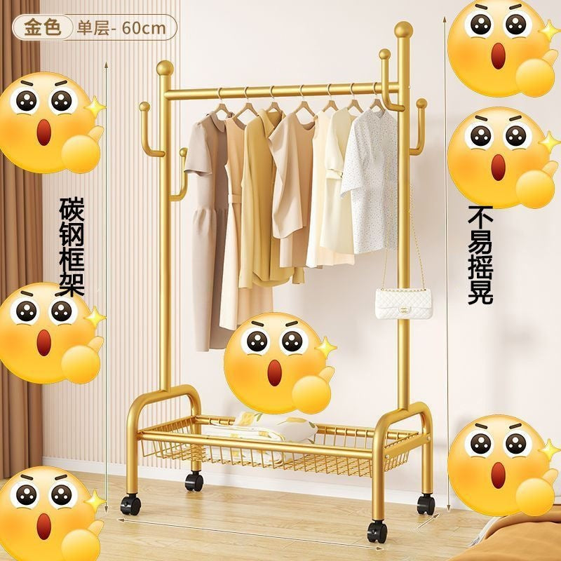 Scandinavian simple clothes drying rack indoor bedroom thickenedmovable floor-standing clothes rack clothes rack floor-standing
