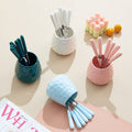 Minimalist style cross-border water cube fruit fork storage jar ceramic handle fruit fork hammered texture high-value jar set