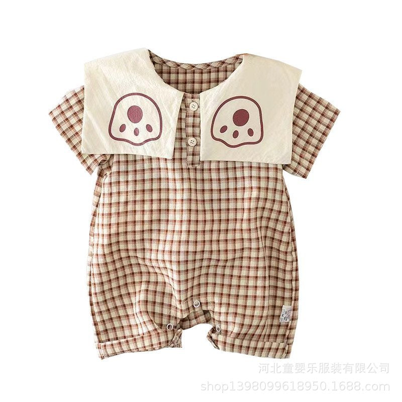 Newborn summer outing clothes baby short sleeve jumpsuit summer thin style male and female baby jumpsuit rompers