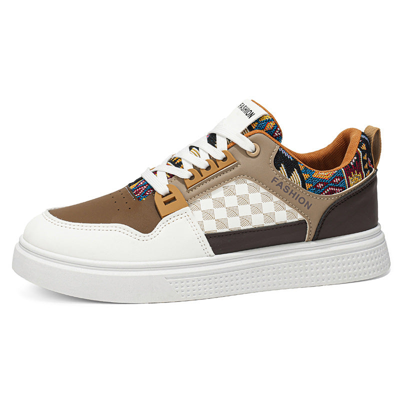 Spring ethnic style patchwork breathable casual sneakers men's soft bottom non-sliptrendyretroeasiest for matchlow ankle sneakers men