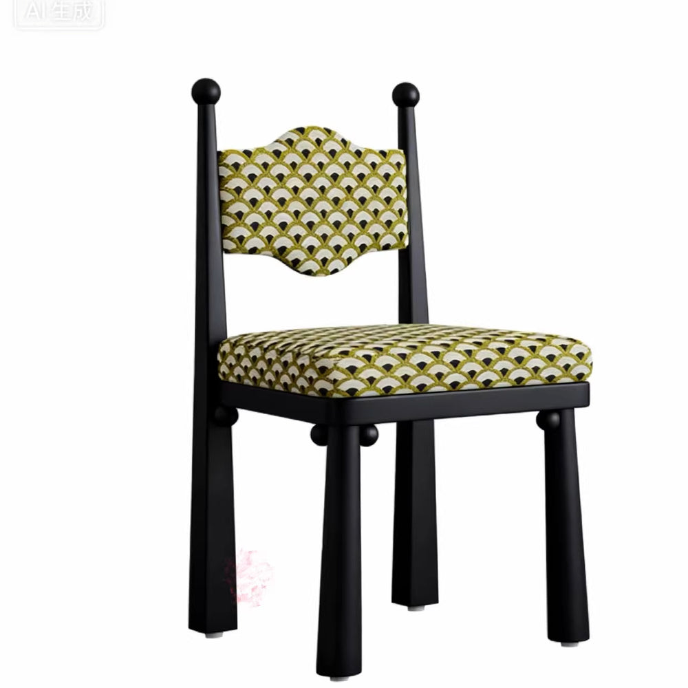 French retro solid wood dining chair designer home casual chair medieval dining table and chair bedroom light luxury ash wood