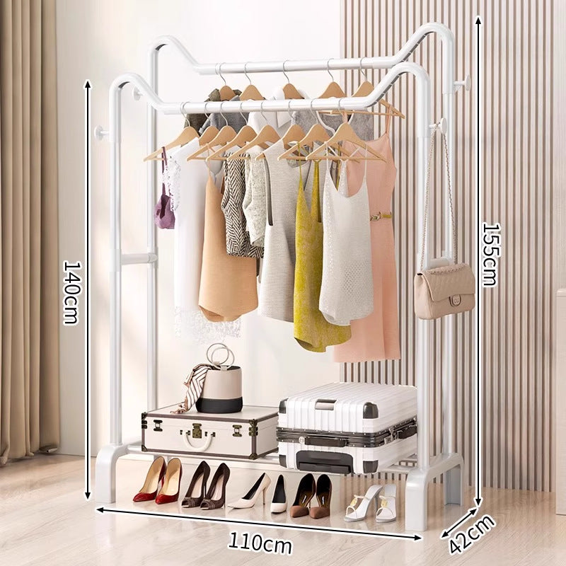 Freestanding coat rack - multi-functional clothes hanger for home, bedroom, balcony, dorm room - easy to assemble