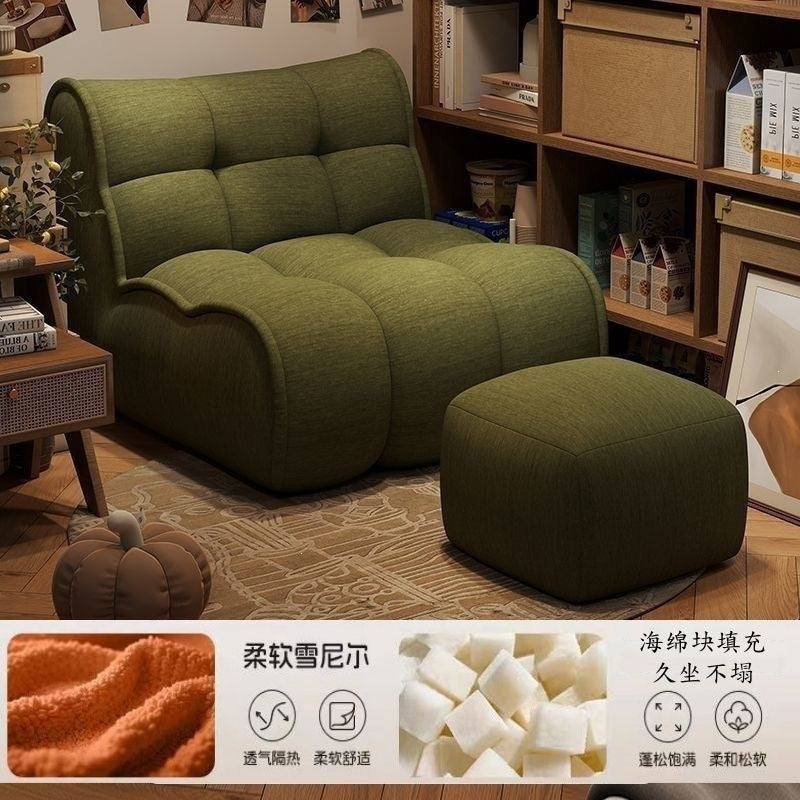Vacuum compressed sofa casual modern lazy fabric sofa sponge single sofa cream casual living room casual