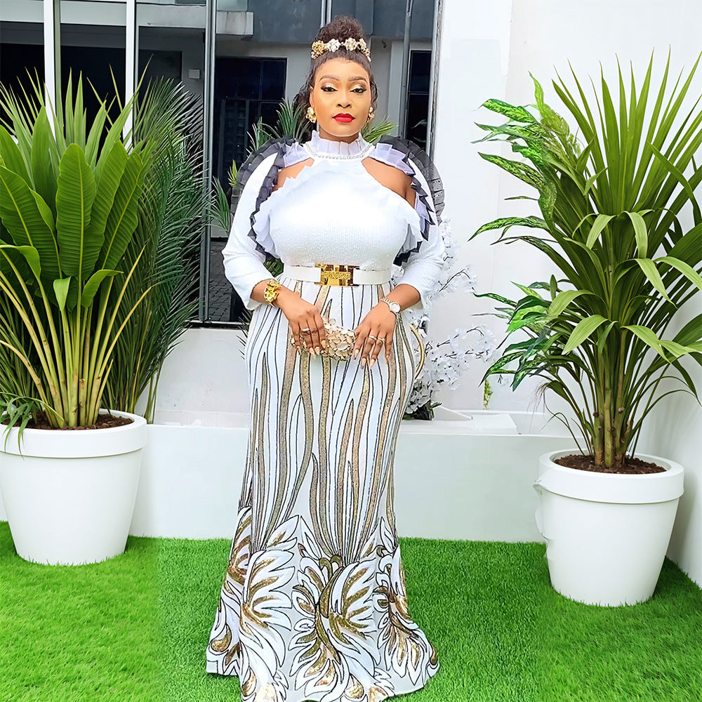 dressexport african plus size long skirt women's christmas partysexy dress