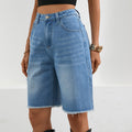 Fashion cross-border foreign trade  independent station denim ripped half-length pants  fashion raw edge tassel jeans