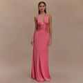 summer new arrivals: women's deep v backless maxi dress - lace, sheer, sexy, and slim-fit for cross-border e-commerce