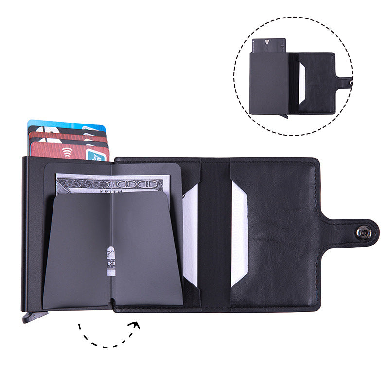 Cross-border  anti-magnetic RFID anti-theft swipe card bag, automatic elastic card type metal aluminum shell credit card box