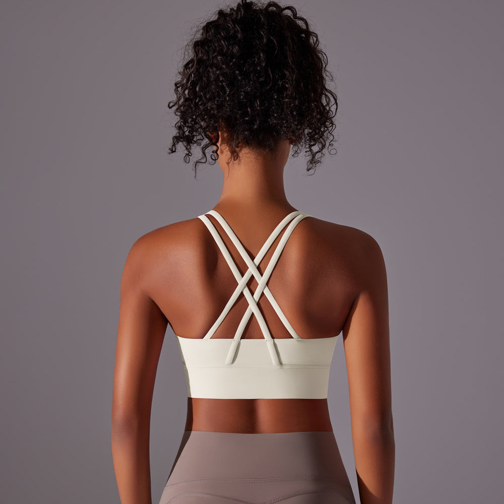 New arrival double-sided brushed cross back shockproof push-up sports intimates cloud-like yoga sports bra fitness tops