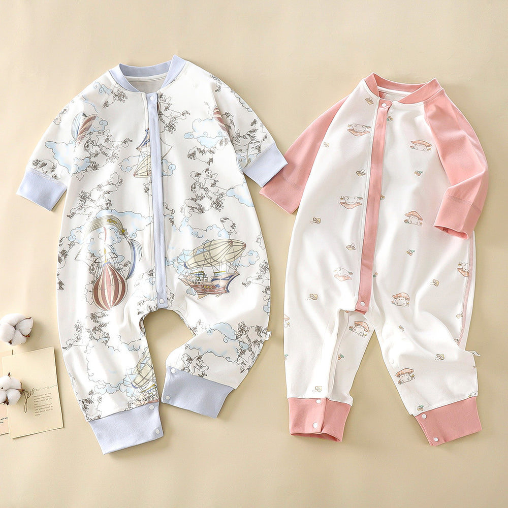 Baby heattech pajamas baby anti-kick quilt infant one-piece boneless romper pure cotton type a split leg sleeping bag
