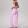 Cloud-feel quick-dry outdoor casual yoga set - tie-up sports bra with high-waisted straight-leg pants for running and fitness
