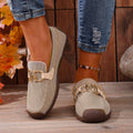 Amazon fashionplus size loafers spring & fallnew arrival round toe metal buckle plaid slip-on flats for women  dropshipping