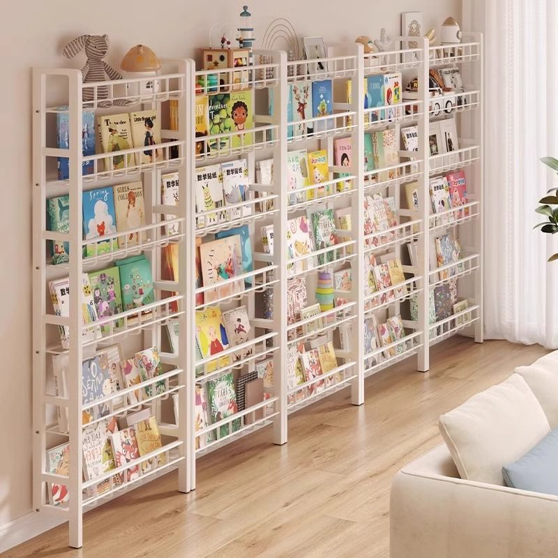 Kitchen door rear storage rack floor-standing punch-free wall-mounted bookshelf iron shelf wall space-saving ultra-thin storage rack