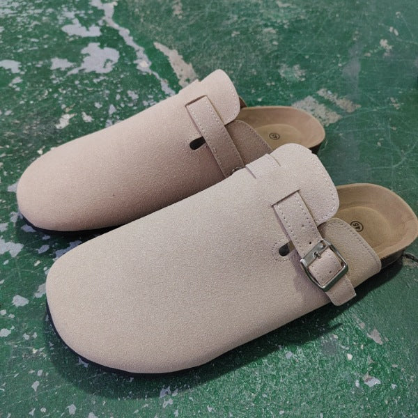 Plus size women's cork bottom slippers cross-border export baotou half slippers birkenstock shoes soft bottom roman shoes 35-46 wholesale