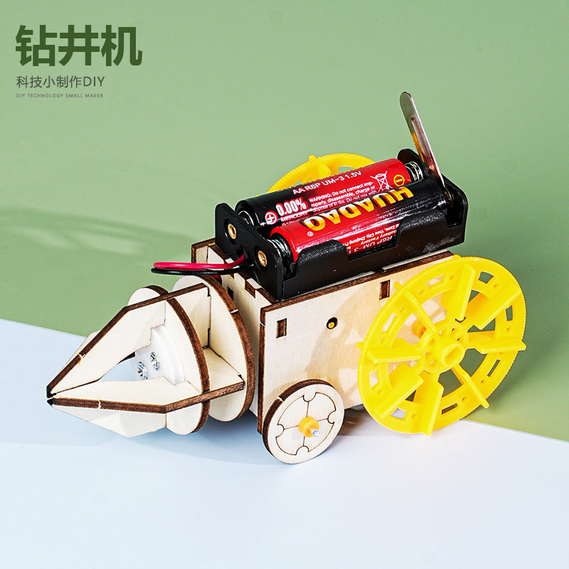 Technology small production drilling robot car children DIY hand-assembled puzzle science experiment set material package