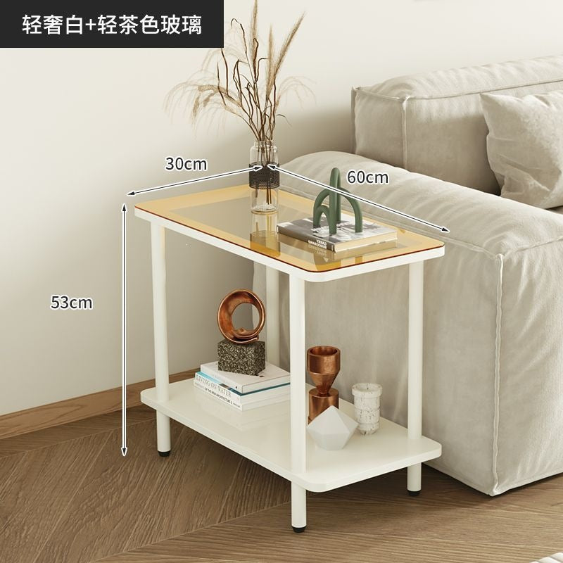 Movable small side table with slit storage rack, accessible luxury simple corner table, small table, sofa side coffee table, for home tea table