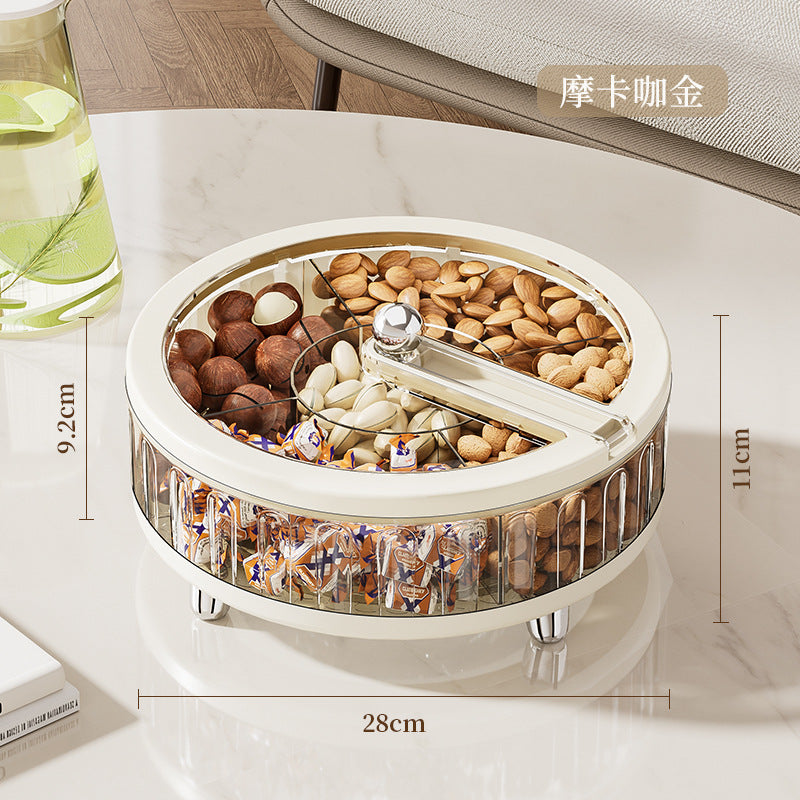 Grid fruit plate household living room desktop coffee table sealed candy box snack storage melon seeds snack nut dried fruit plate