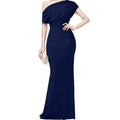 women's summer new arrivals:  cross-border fashion - european & american style, elegant solid color, slim-fit one-shoulder dress
