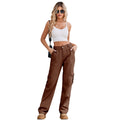 spring european and american cross-border e-commerce women's fashion  new washed semi-elastic waist denim cargo pants