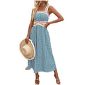summer new arrival: strapless backless camisole dress, vintage print maxi dress, cross-border e-commerce  style for women