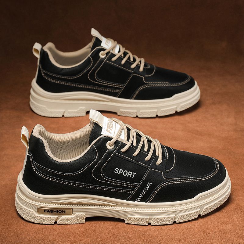 Men's spring breathable 2025 new trendy versatile casual skate shoes, men's low-top workwear leather martin boots