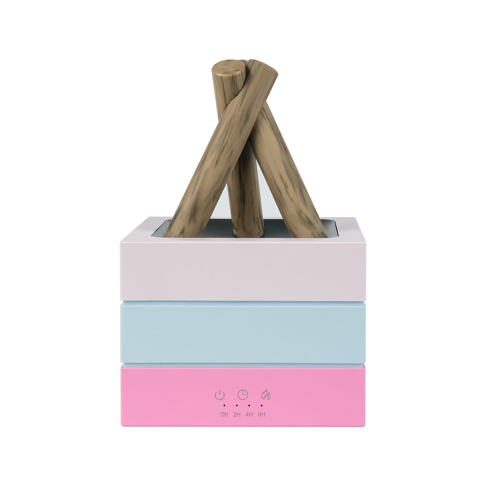 Custom amazon campfire aroma diffuser - desktop fireplace design - creative gift for her - pink, rainbow flame, wood grain humidifier