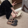 2025 summer new arrival: woven, hollow-out, breathable, minimalist, versatile, casual, comfortable, low-cut, wearable-out, flat, half-slipper women's shoes