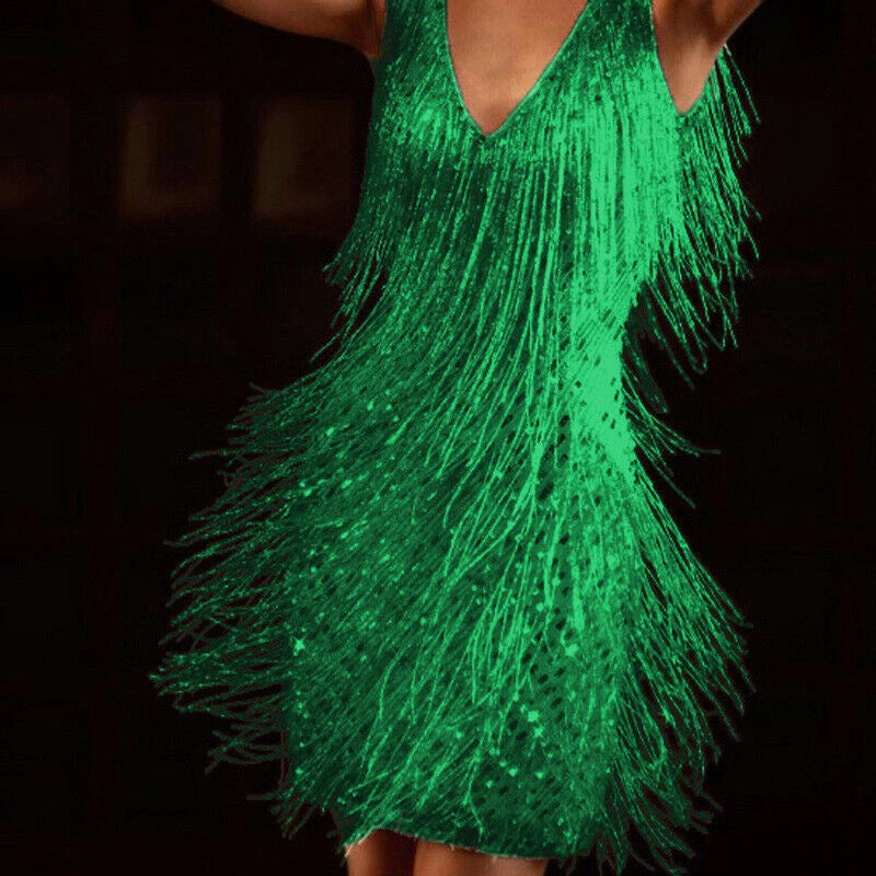 Wish amazon aliexpress 2026 new low-cut v-neck sexy sleeveless pencil midi dress with tassel detail - ins style
