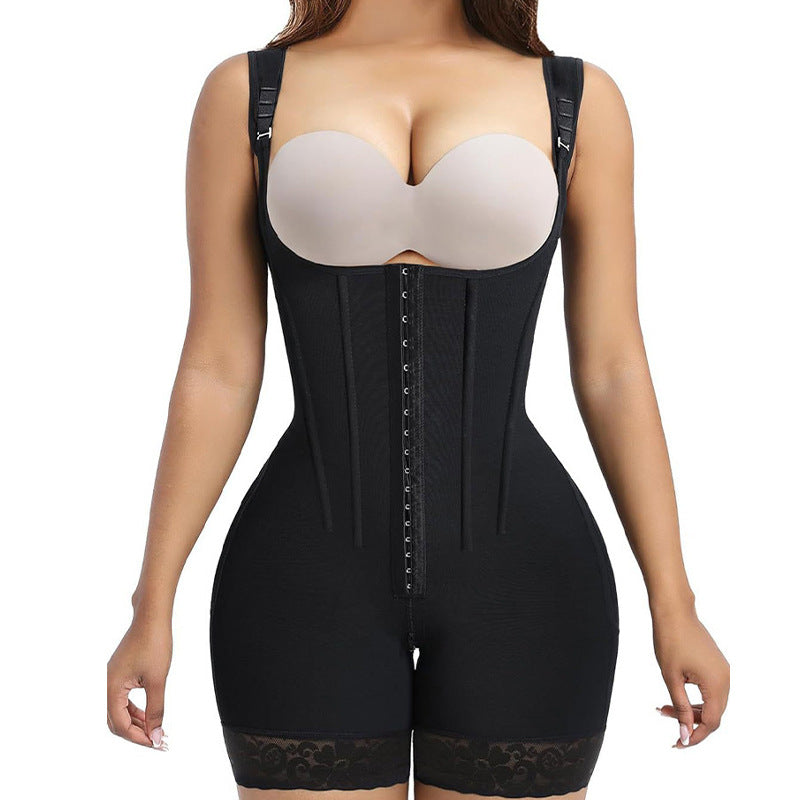 Custom new body shaping, butt lifting, tummy control, slimming bodysuit with steel boning, hook-and-eye closure, mesh bodysuit corset waist cincher