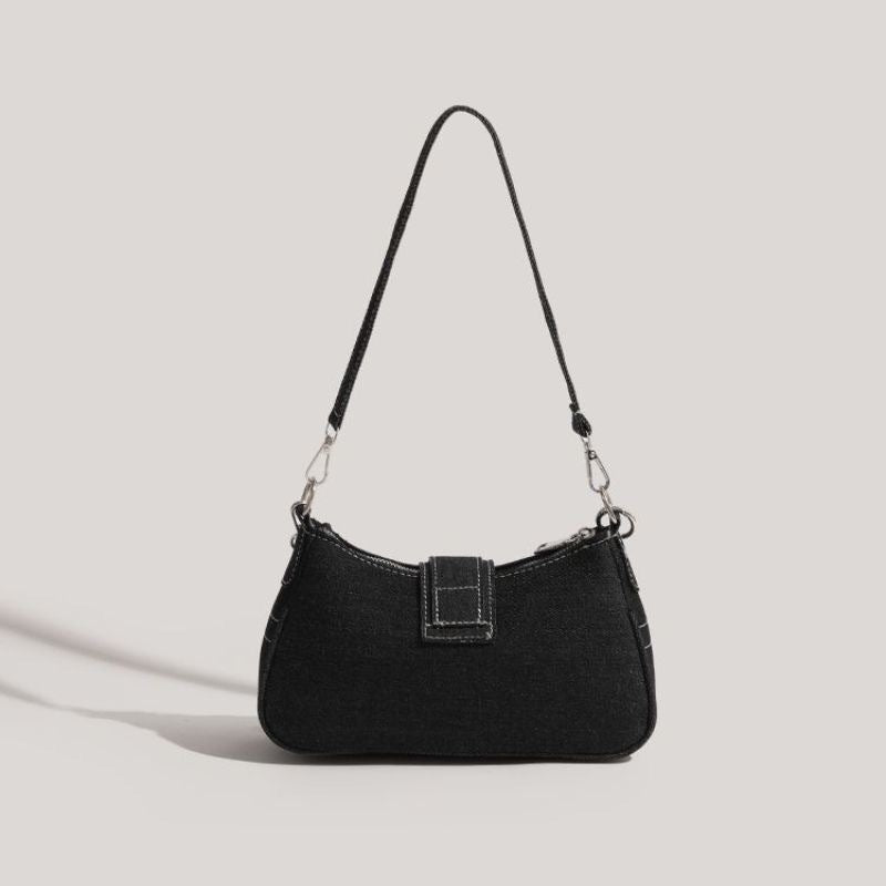 Star denim women's armpit bag new fashion trend niche crescent bag canvas handbag chain shoulder bag