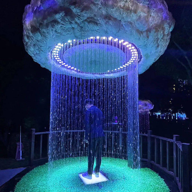 Culture and tourism interactive art lighting installation Mushroom rain curtain scenic park night tour decorative lights Internet celebrity outdoor landscape lights