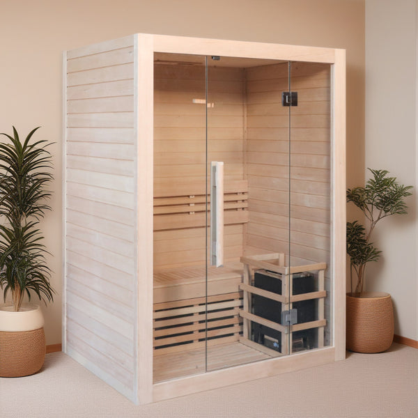Double-person family hotel B & B integrated prefabricated indoor traditional dry steam sauna, hemlock custom
