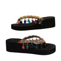 plus size colorful rhinestone tassel flip-flops dopamine girl colorful flip-flops classy beach sandals