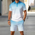 hot-selling men's polo shirt set, new summer two-piece casual short-sleeve and shorts set, dropshipping available