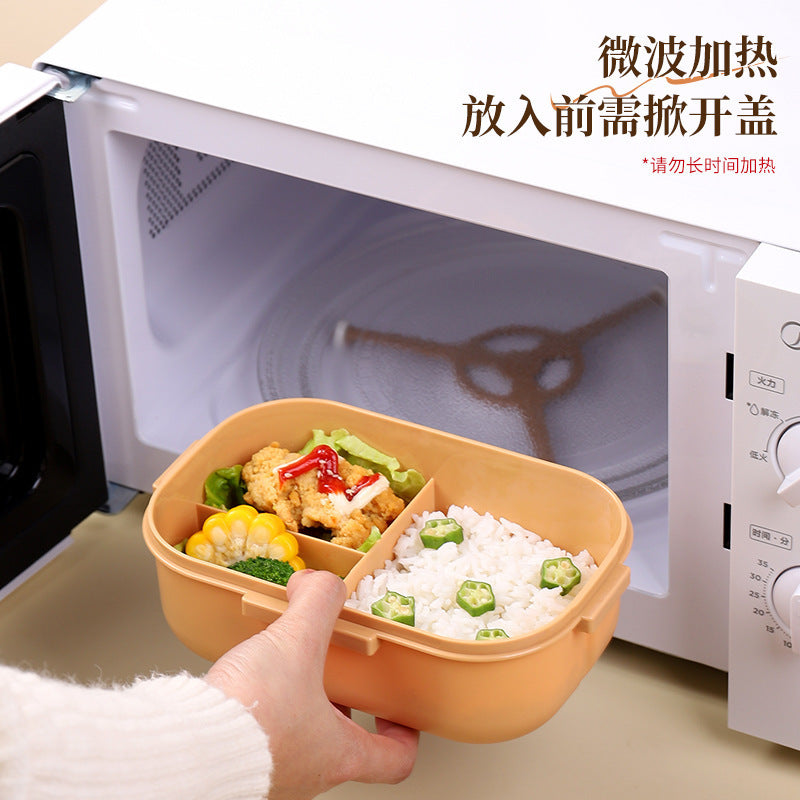 Cross-border microwave oven heating bento box convenient lunch box student lunch box fruit food grade grid fresh-keeping box