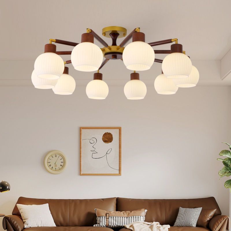 Living room lamp ceiling lamp luxury retro style new chinoiserie cream solid wood bedroom restaurant whole house lighting package combination