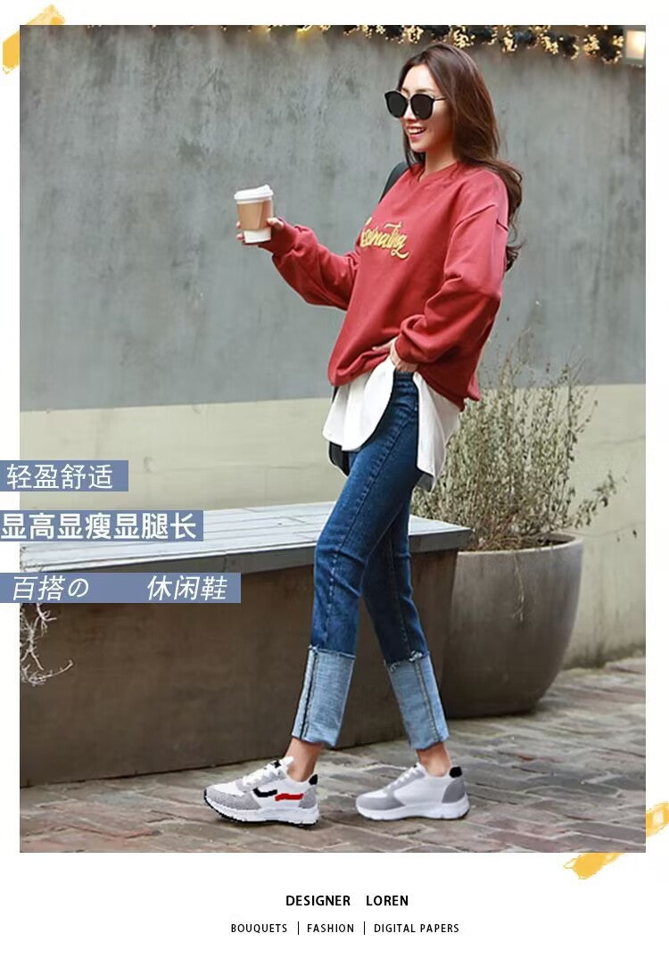 Fleece-lined dad shoes for women, new winter cotton shoes for female students, korean style thick-soled sneakers, versatile white sneakers